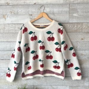 Oversized fuzzy cherry blossoms sweater